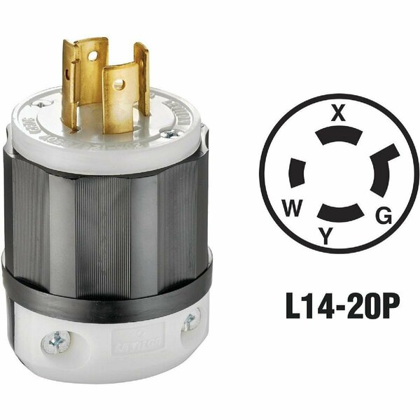 Leviton 20A 125V/250V 4-Wire 3-Pole Industrial Grade Locking Cord Plug 121-02411-0PB
